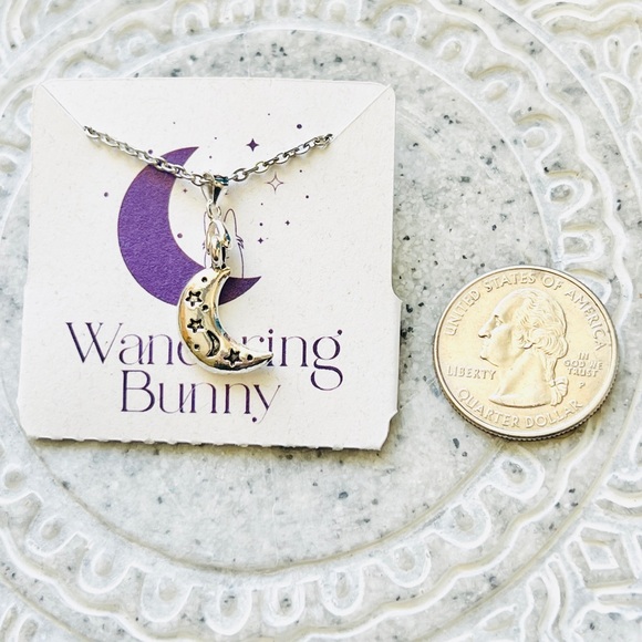 Crescent Moon Necklace - Handmade by Wandering Bunny LLC - Picture 5 of 10